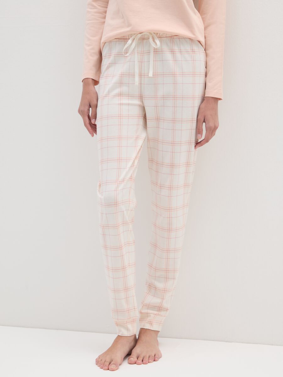 Regular fit pure cotton beige pyjamas_3