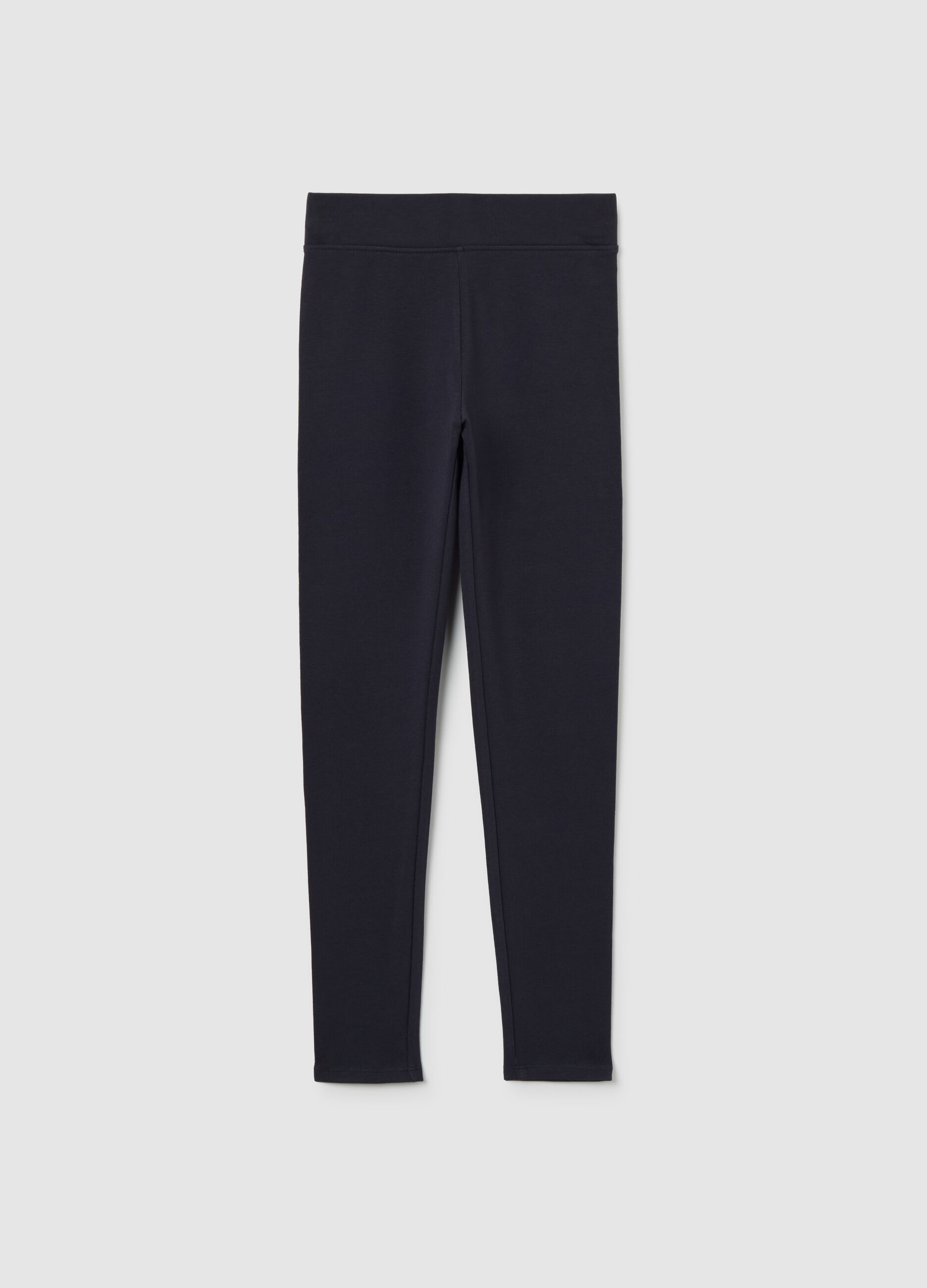 Girls' blue cotton stretch skinny fit leggings