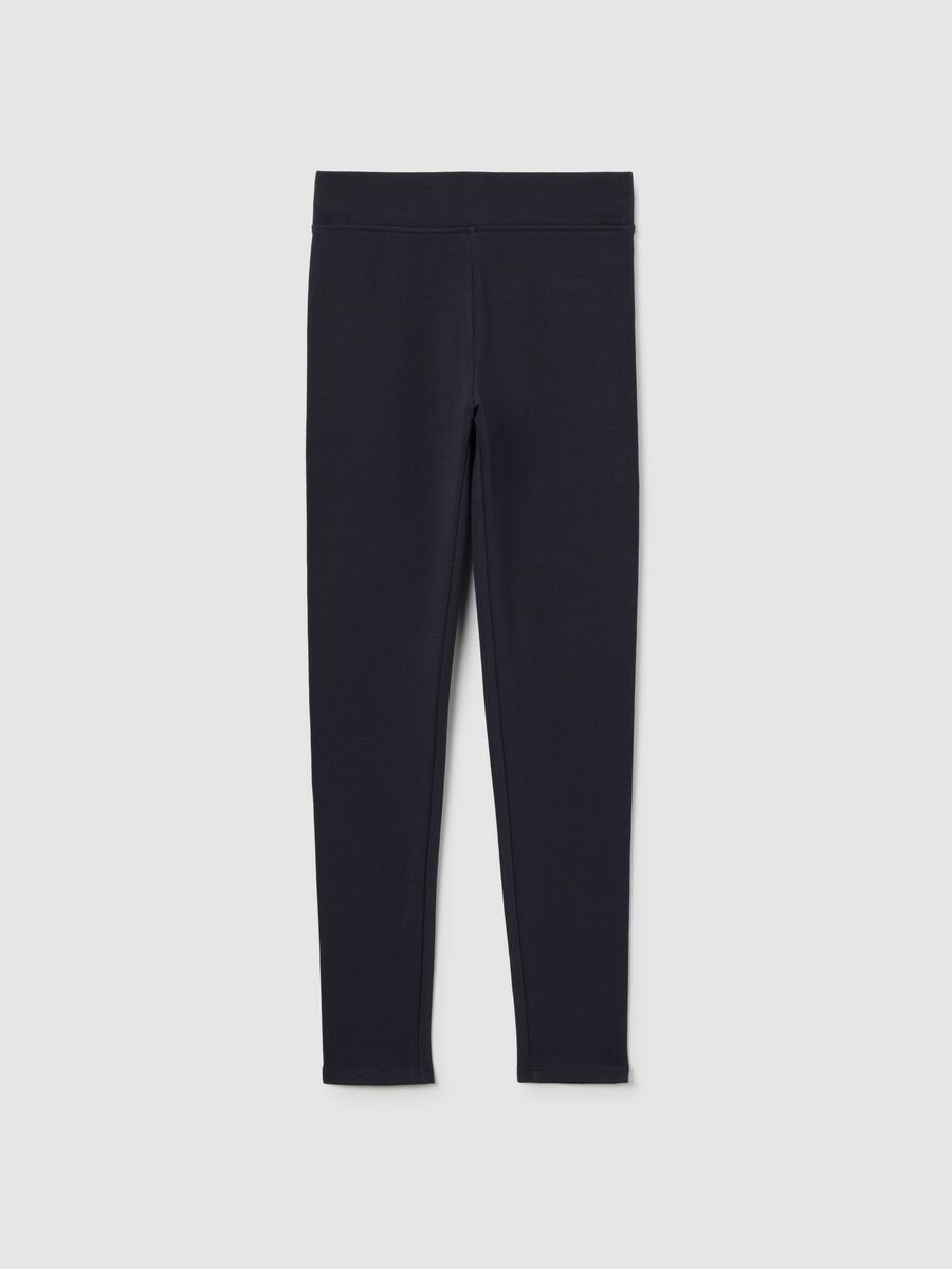Leggings blu da ragazza in cotone elasticizzato vestibilità skinny_0