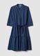Blue stretch-cotton shirt dress with belt, regular fit_0
