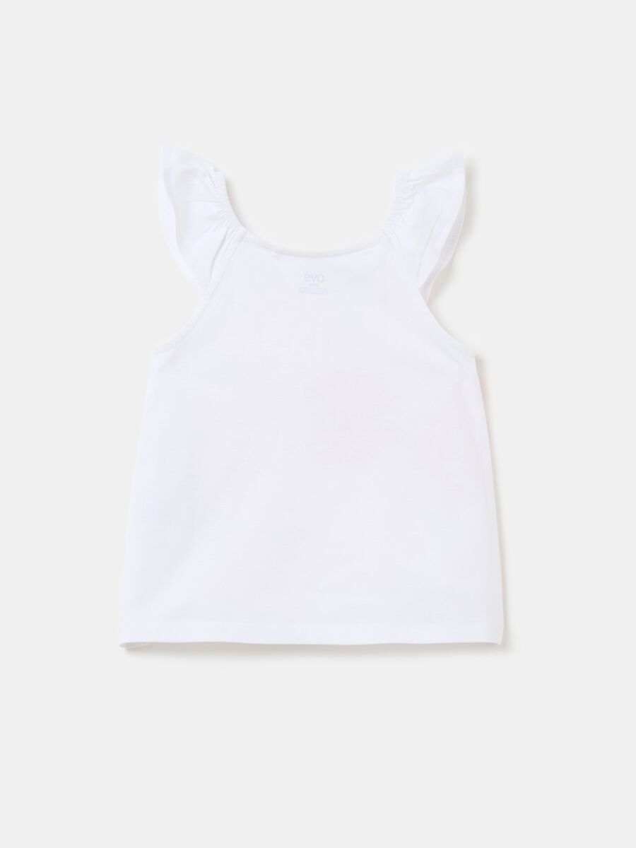 Cotton tank top with frills and print_1