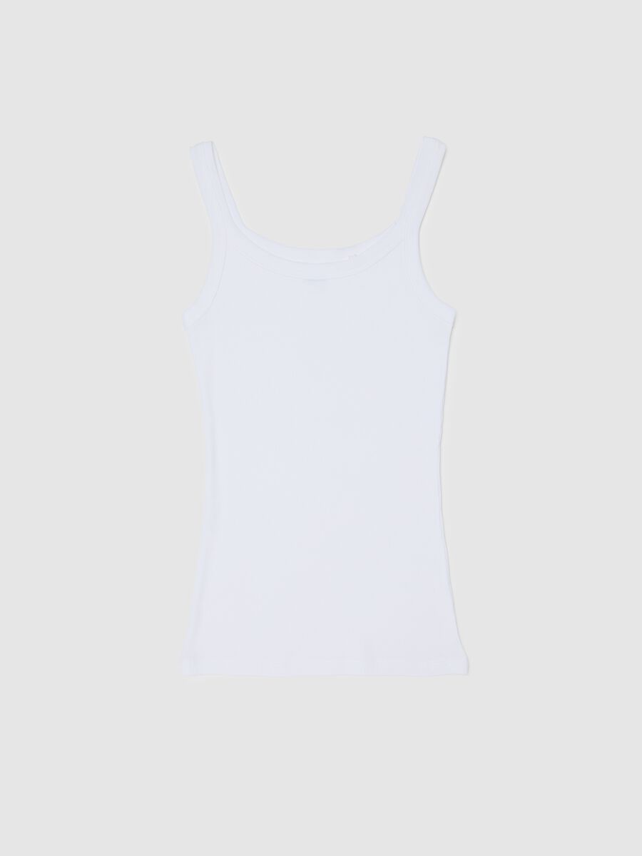 White pure cotton tank top regular fit_4
