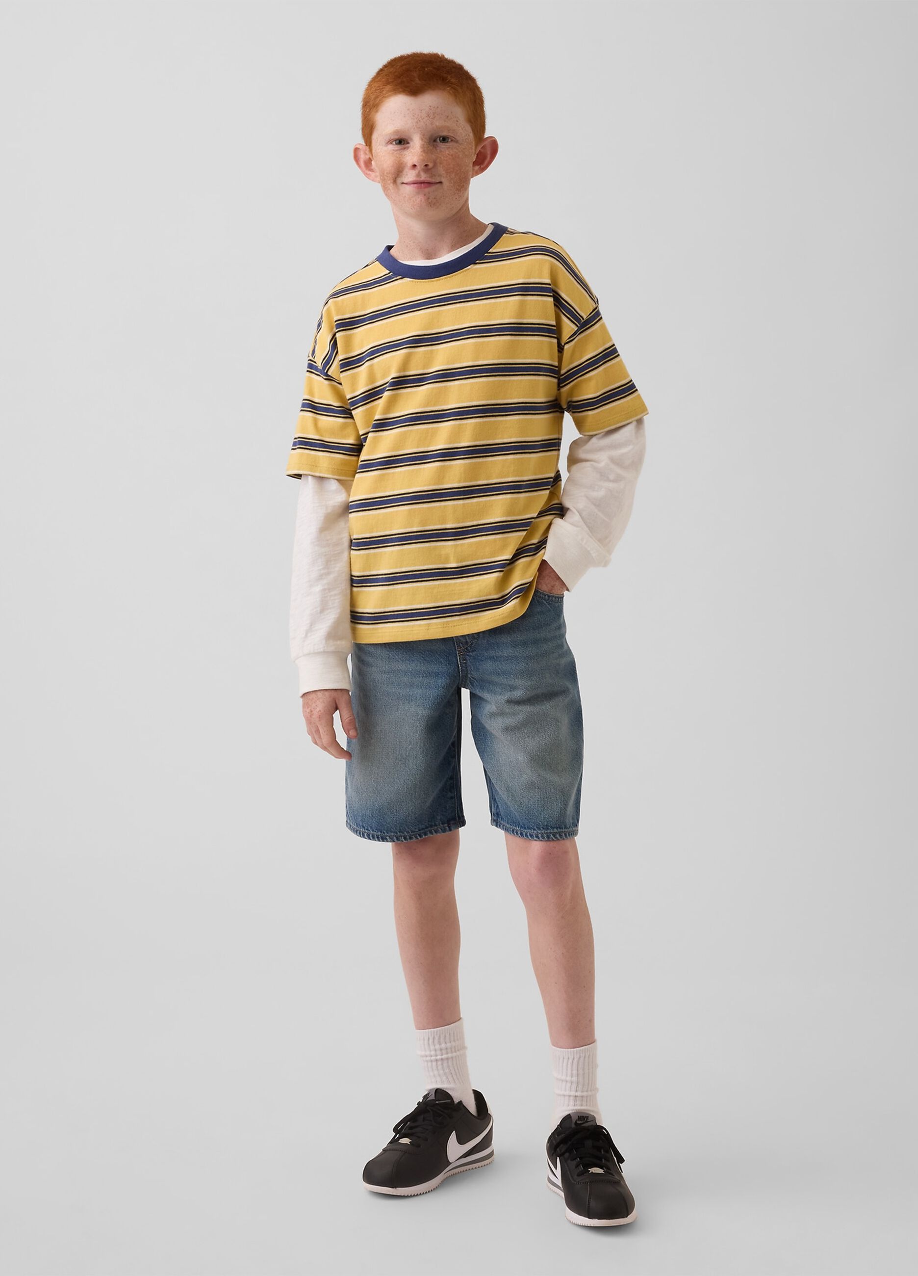 Cotton&ndash;Lyocell Blend Denim Shorts