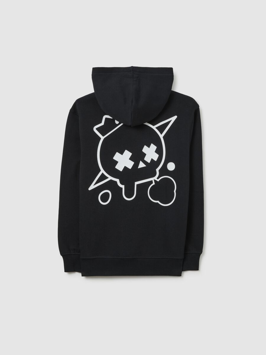 Black hooded sweatshirt for kids in pure cotton oversized fit_1
