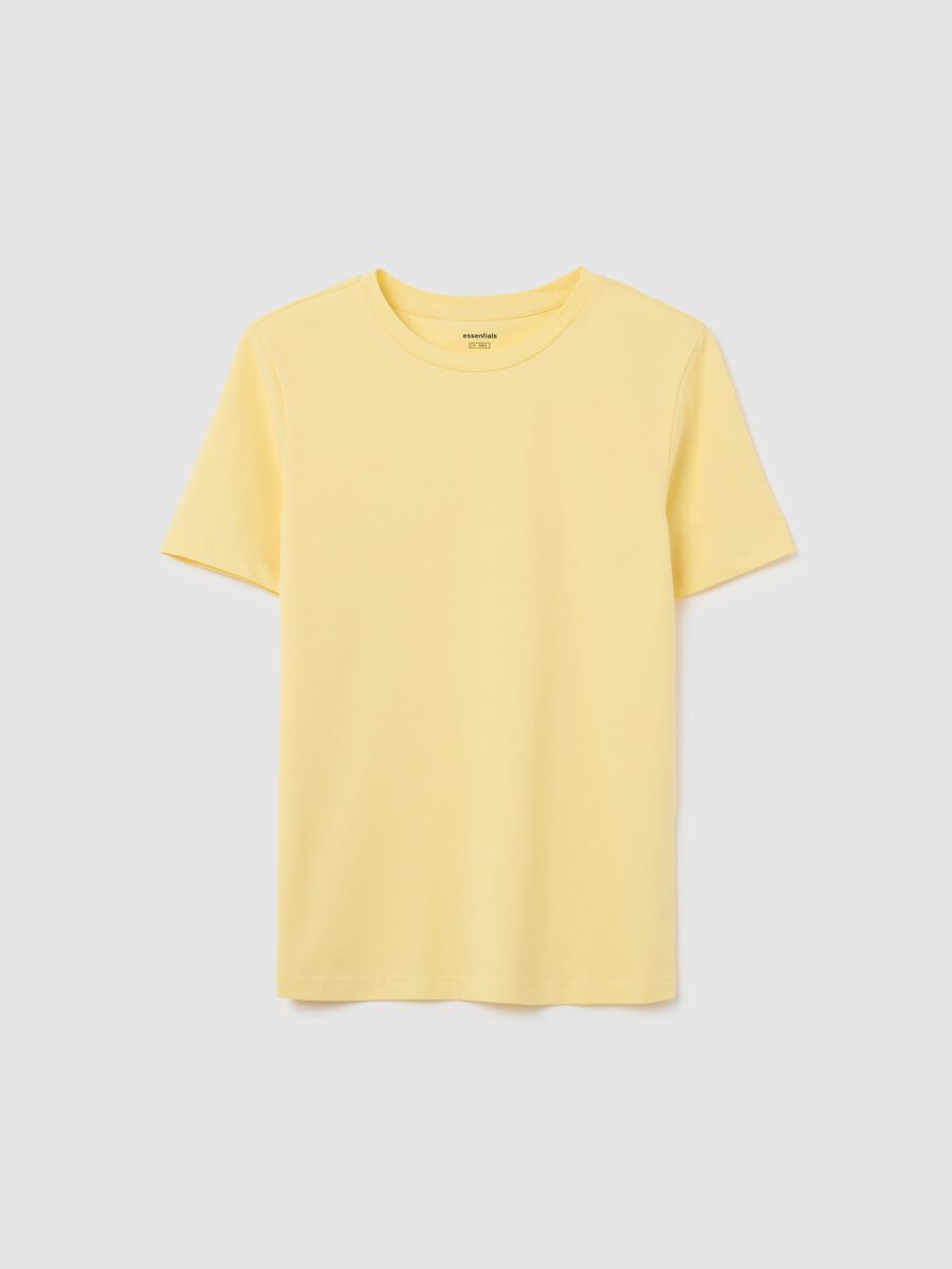 Yellow regular fit pure cotton women's t-shirt_0