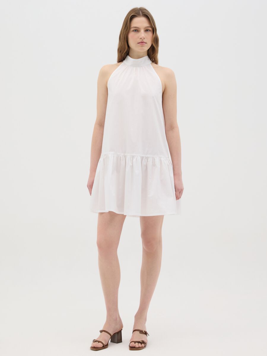 Women's white pure cotton dress regular fit_0
