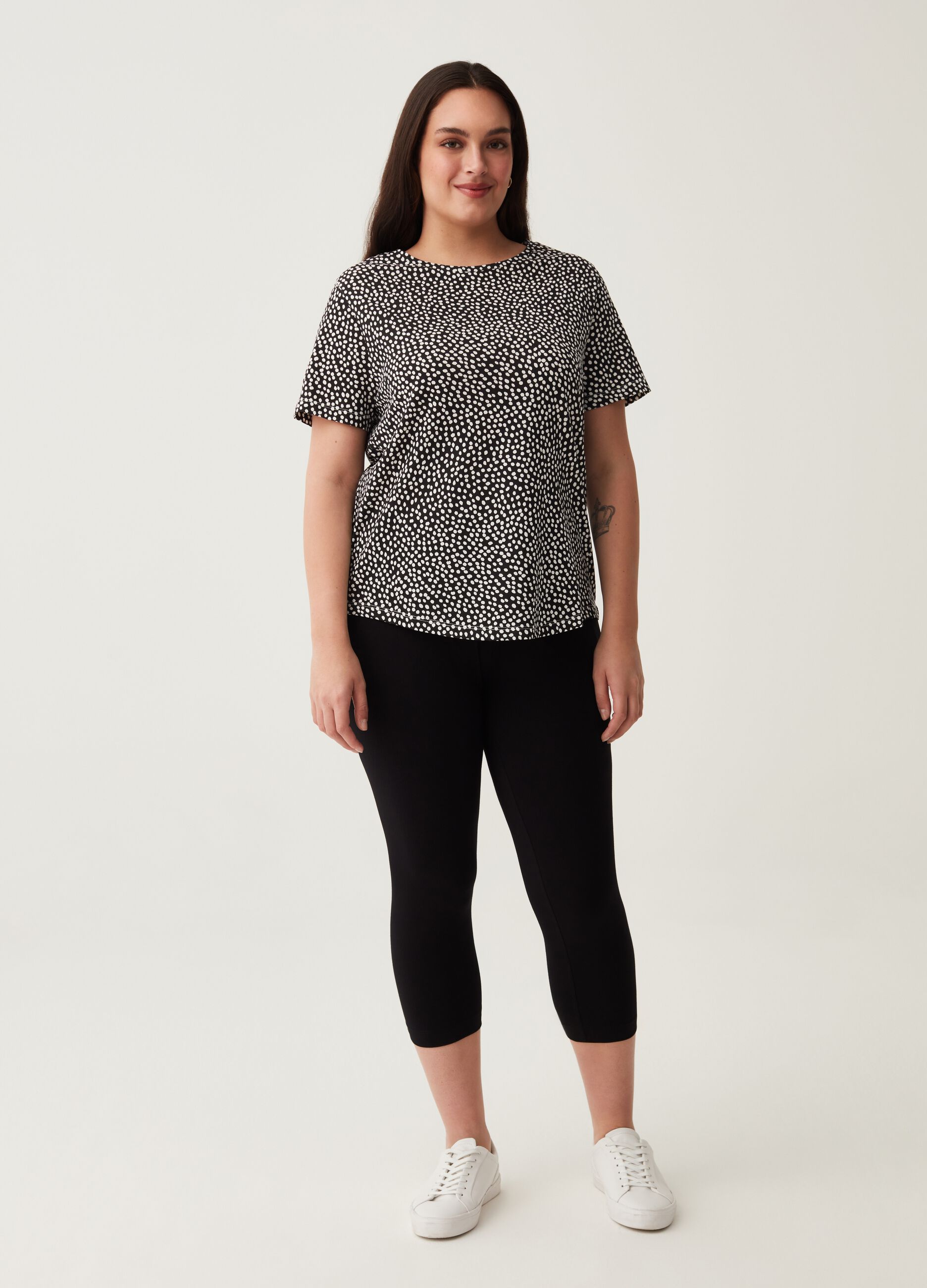 T-shirt con fantasia maculata Curvy