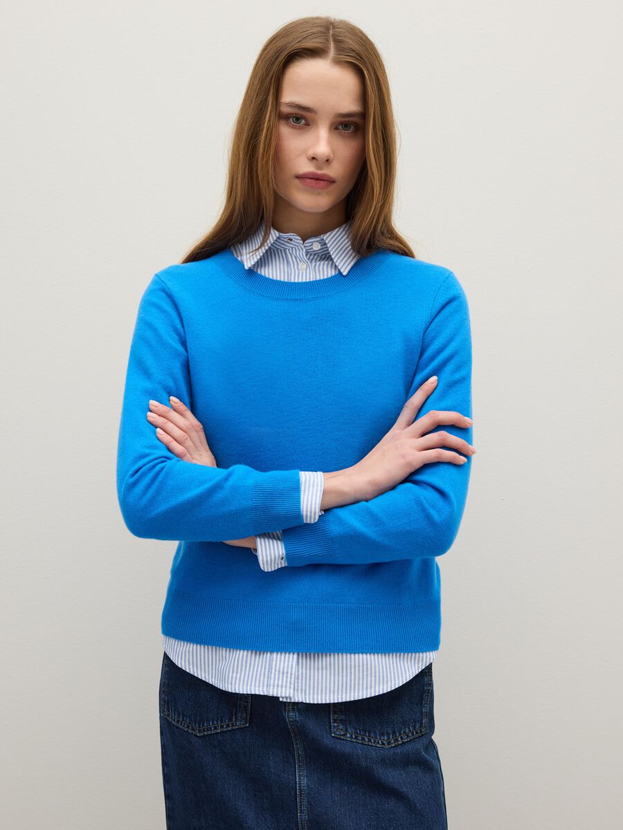 Blue pure wool regular fit sweater_1