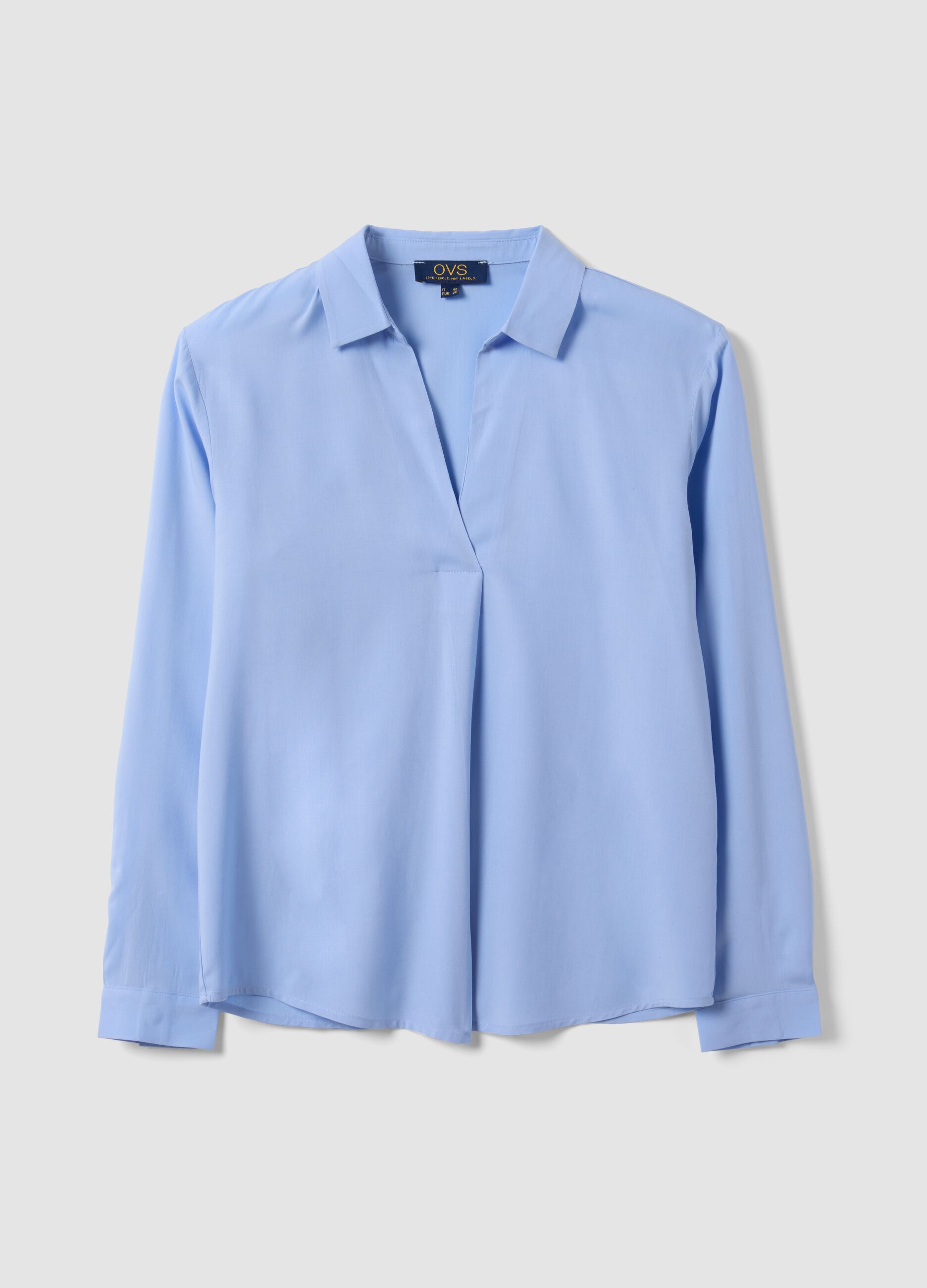 Camicia azzurra in pura viscosa con colletto classico regular fit