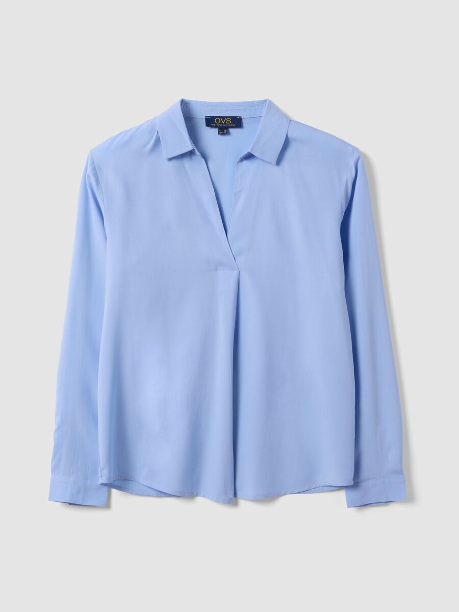 Camicia azzurra in pura viscosa con colletto classico regular fit_4