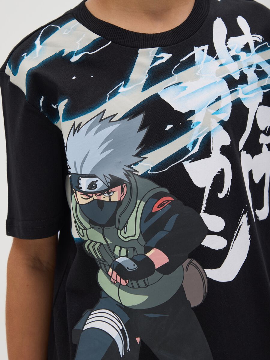 Boys’ oversized black T-shirt in 100% cotton with Naruto print_2
