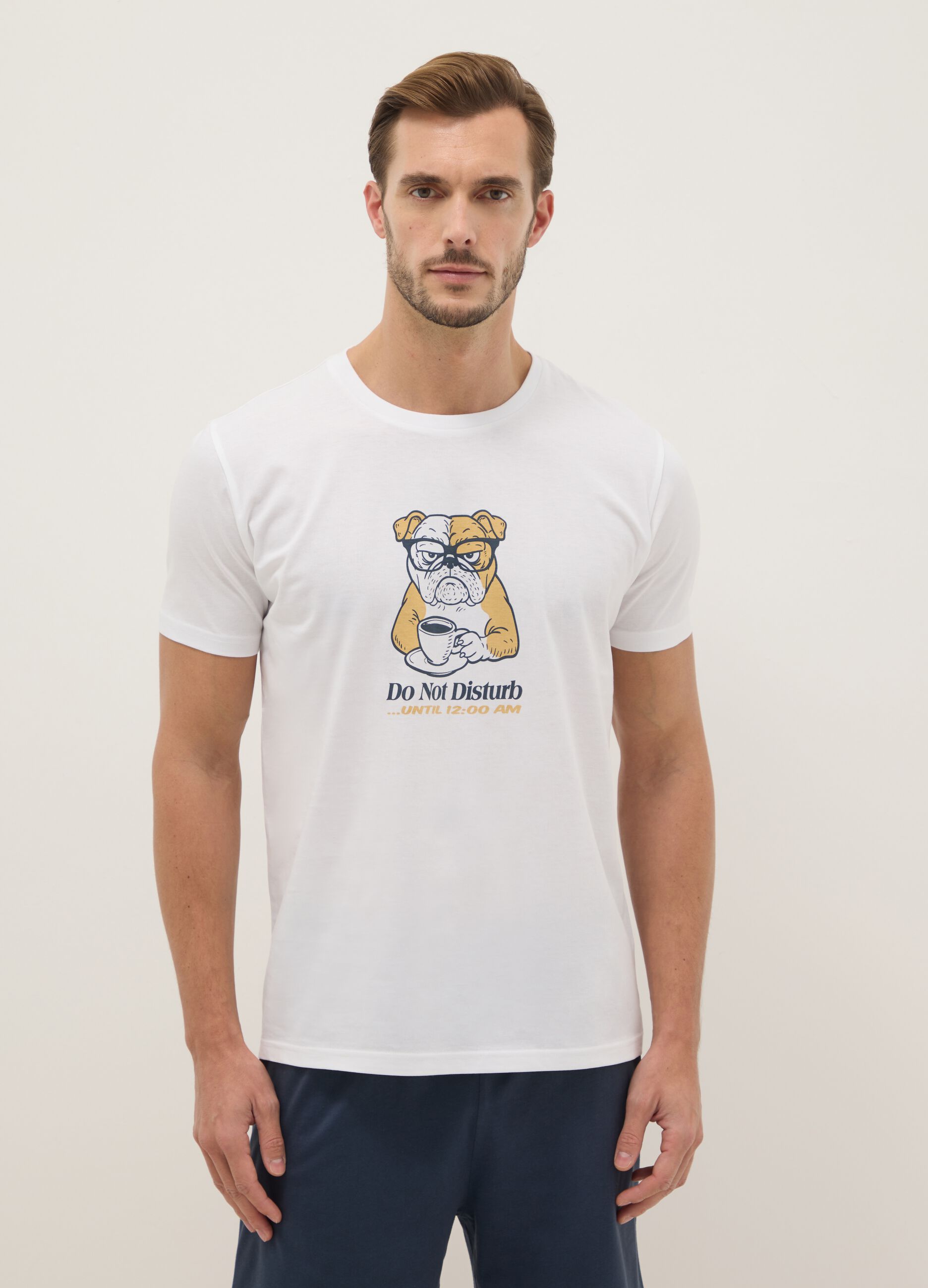 Multicoloured short pyjamas in pure cotton regular fit with print