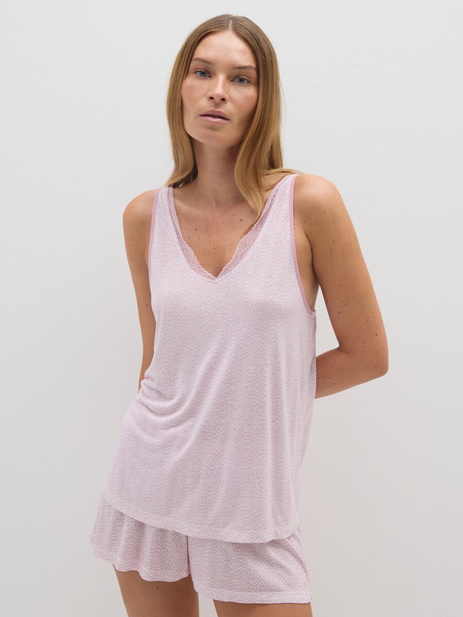 Pink pure viscose tank top with regular fit_1