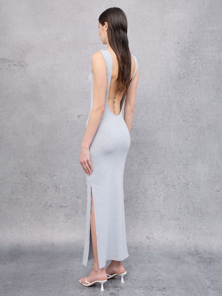 Grey Long Cotton Stretch Dress_3