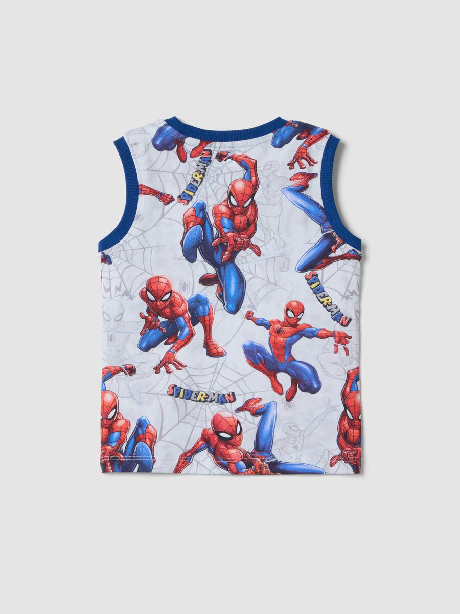 Canottiera in puro cotone multicolor da bambino con stampe Spiderman_1