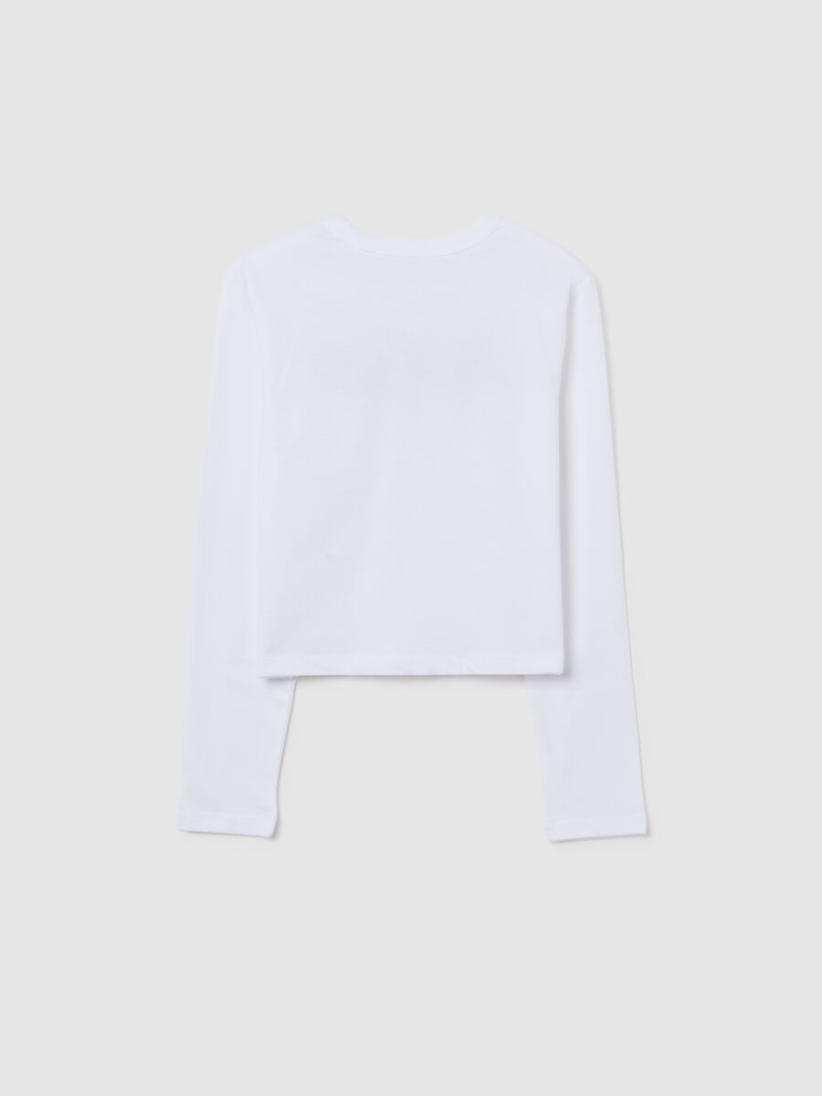 T-Shirt da ragazze in puro cotone bianca regular fit con stampa_1