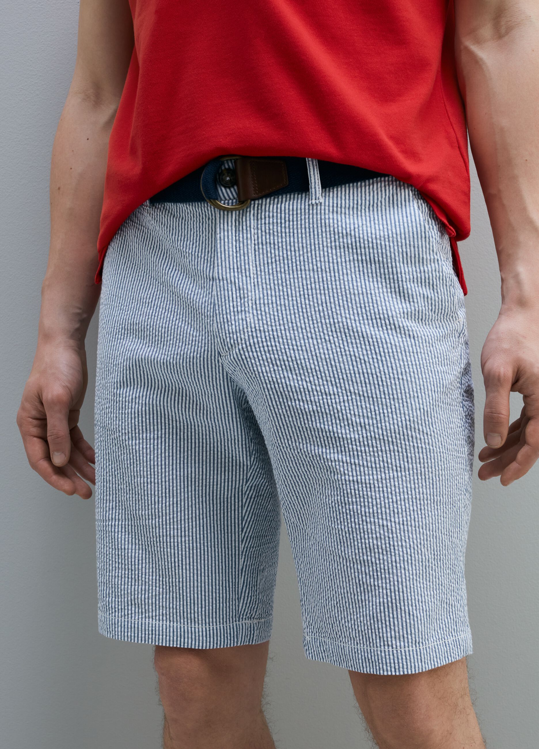 Chino Bermuda shorts in striped seersucker