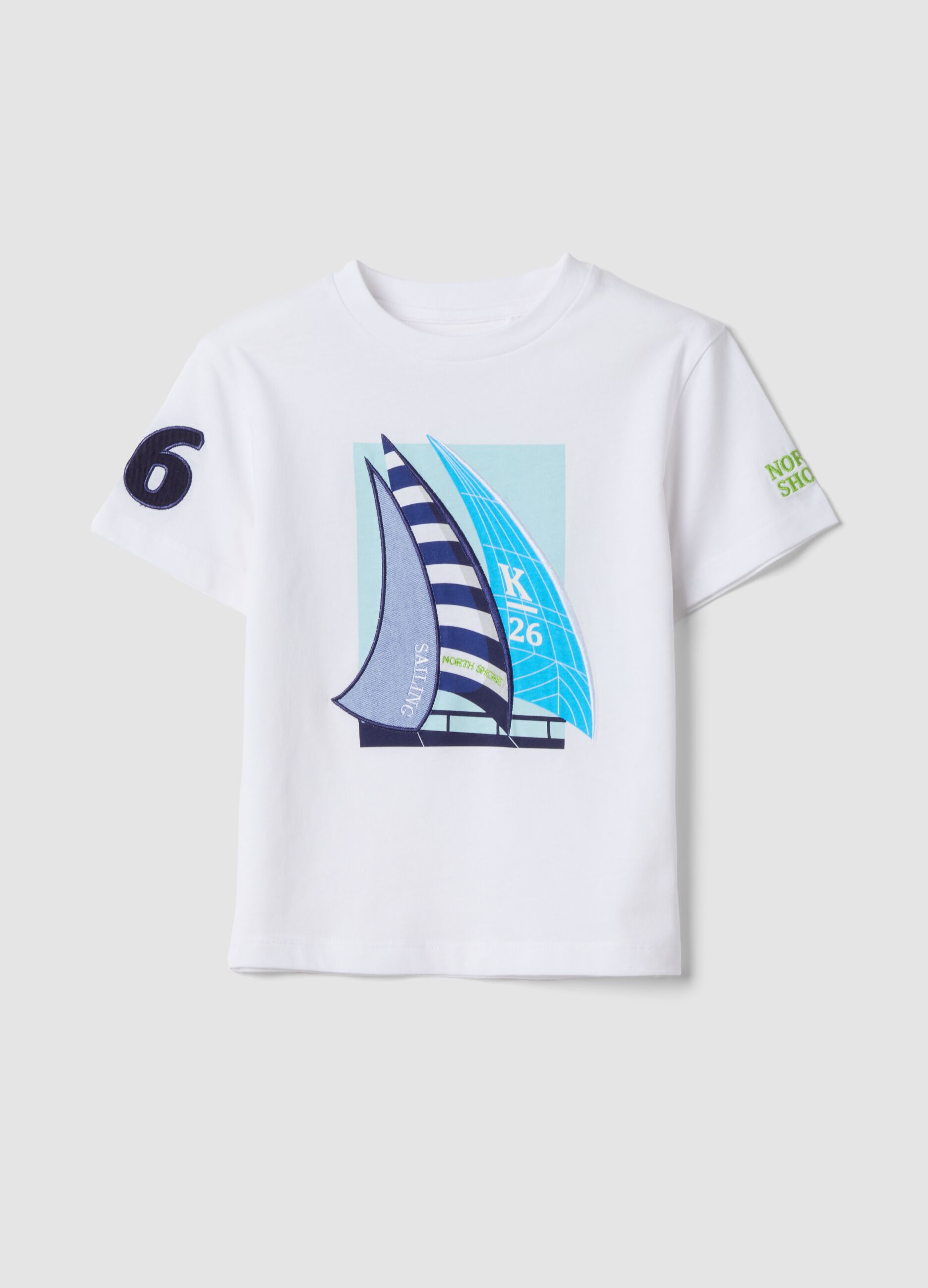 T-shirt bianca in puro cotone con stampa