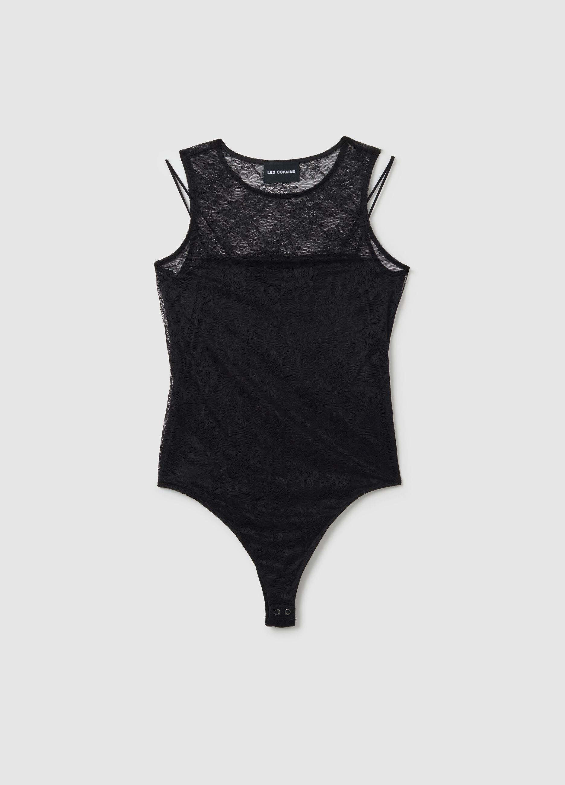 Women's Black Lace Bodysuit Regular Fit