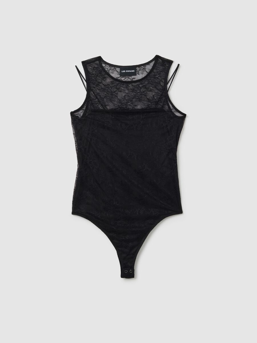 Women's Black Lace Bodysuit Regular Fit_4