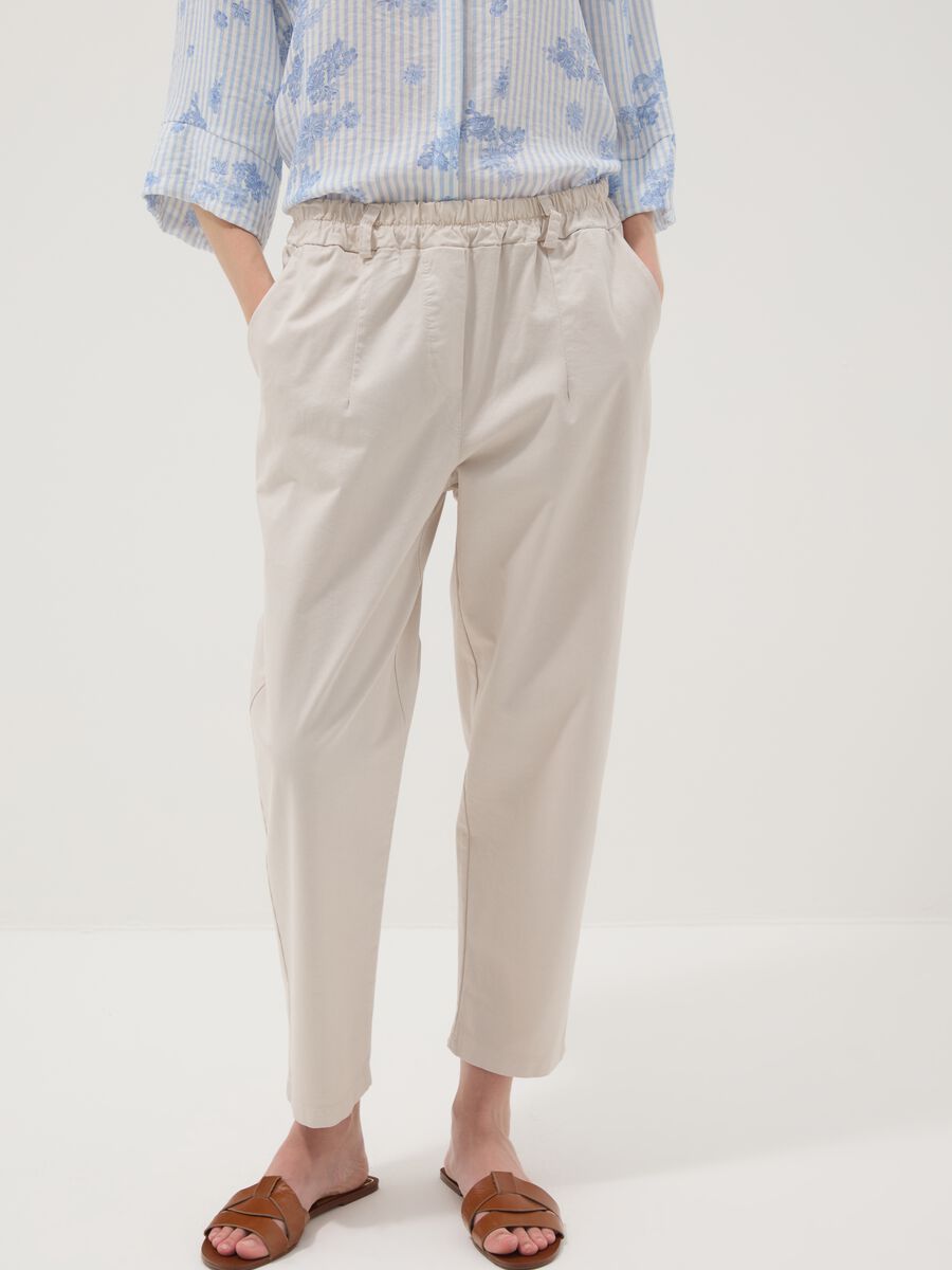 Beige stretch-cotton trousers_1