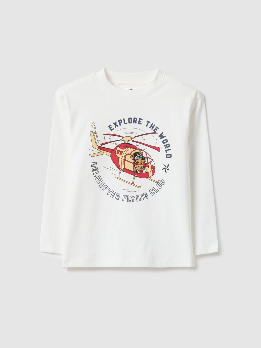 Children's white pure cotton oversized t-shirt with print_0