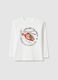 Children's white pure cotton oversized t-shirt with print_0