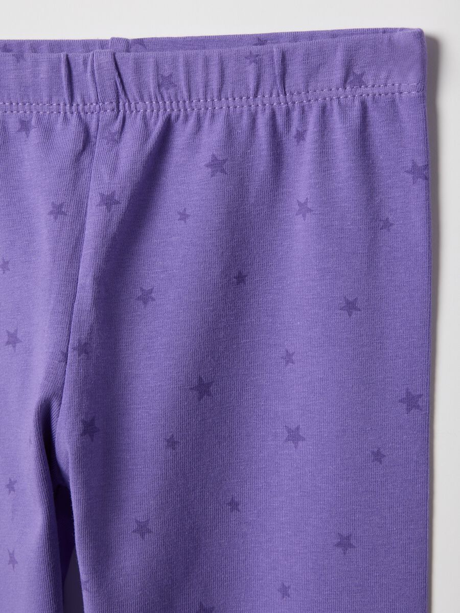 Girls' purple stretch cotton skinny fit leggings with stars_2