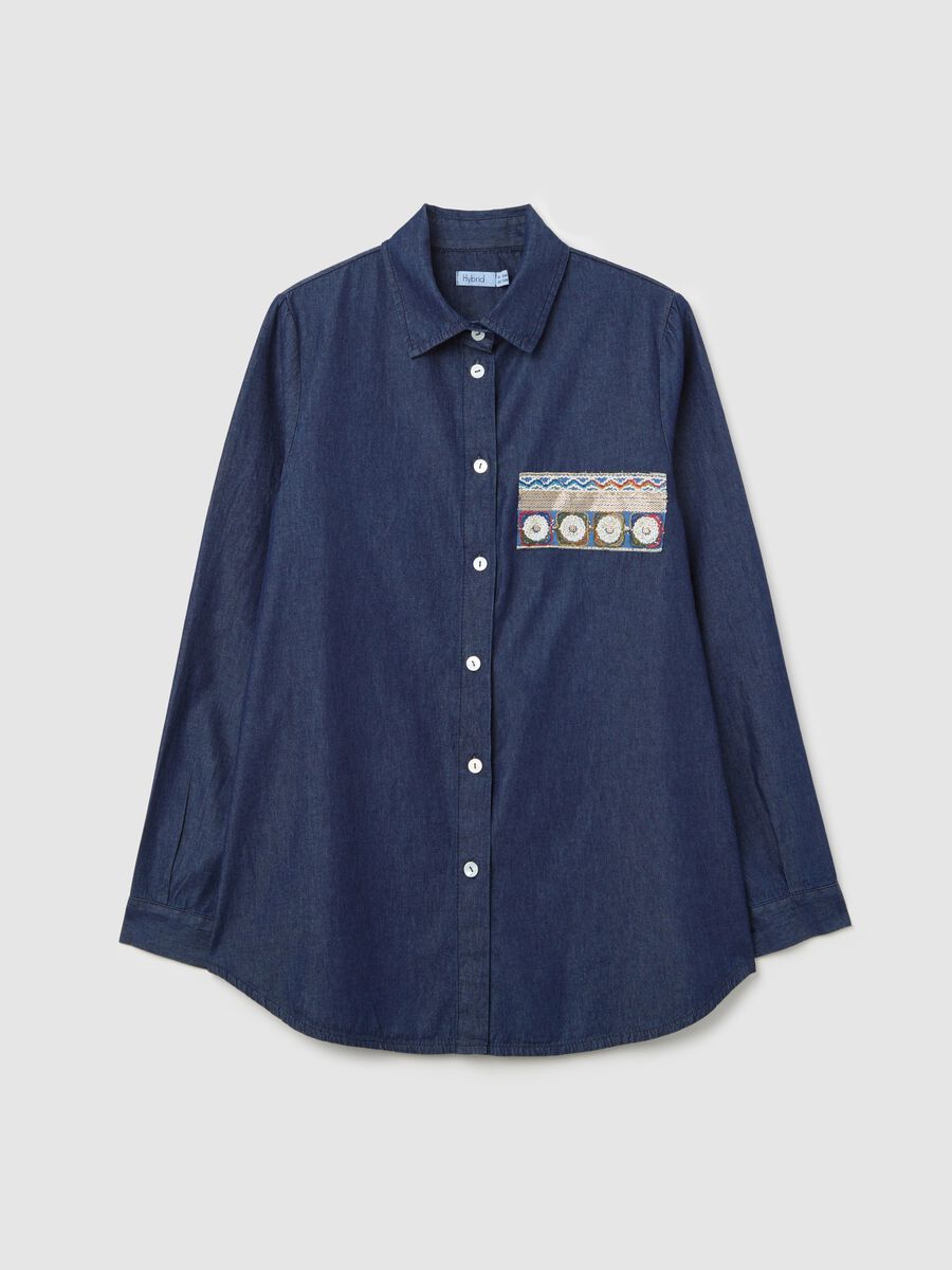 Denim shirt with sequinned patch_4