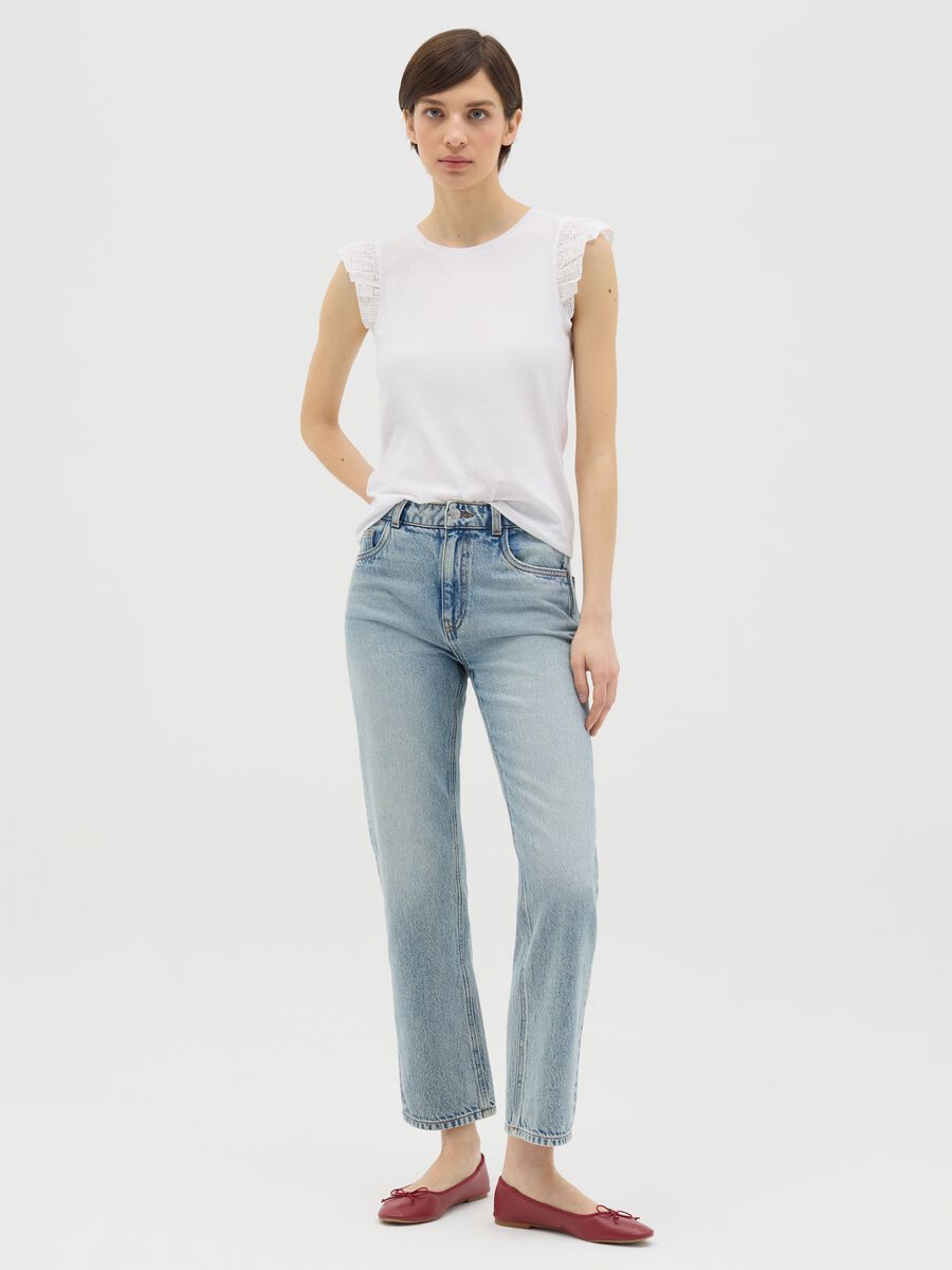 White pure cotton tank top with lace details_1