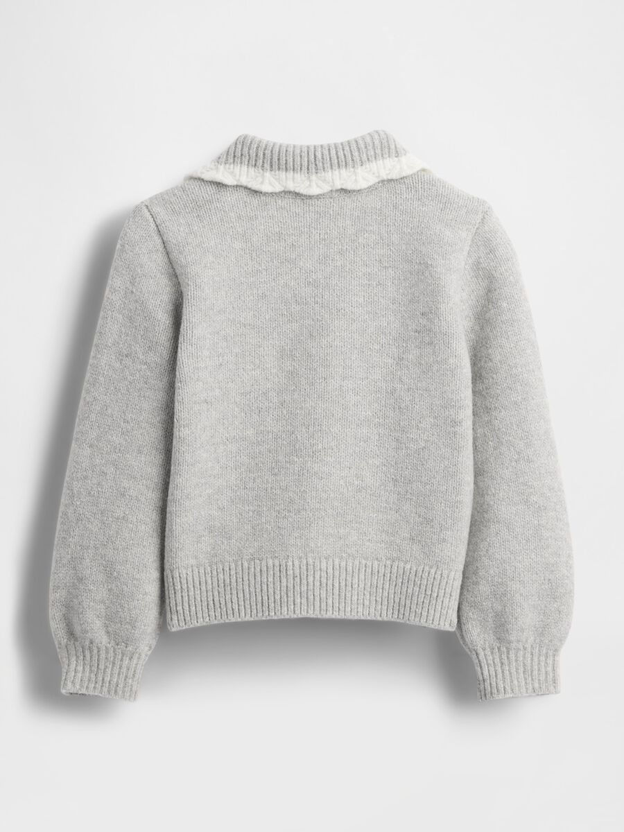 Grey girl's sweater with lace collar_2