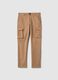 Beige stretch cotton slim fit cargo trousers_4