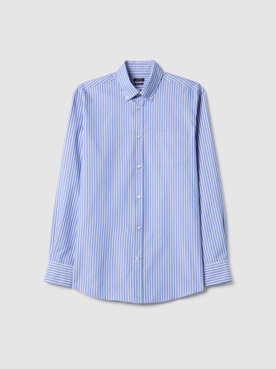 Multicolour striped cotton blend shirt with regular fit_4