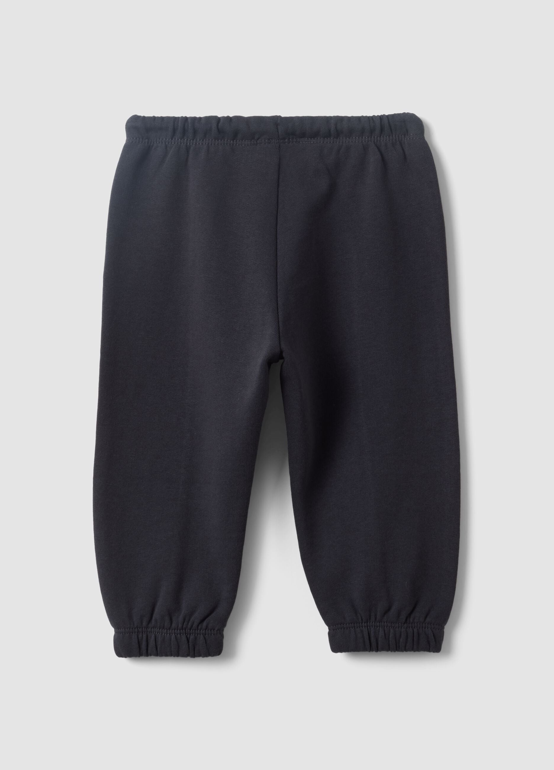 Black pure cotton jogger trousers with heart detail, comfort fit for baby girl