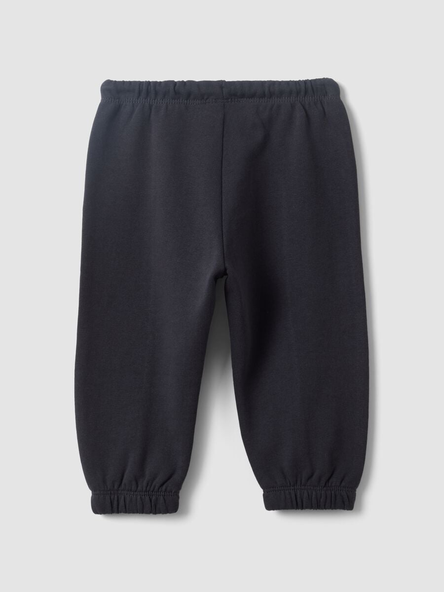 Pantaloni jogger neri in puro cotone con stampa cuore comfort fit per bimba_1