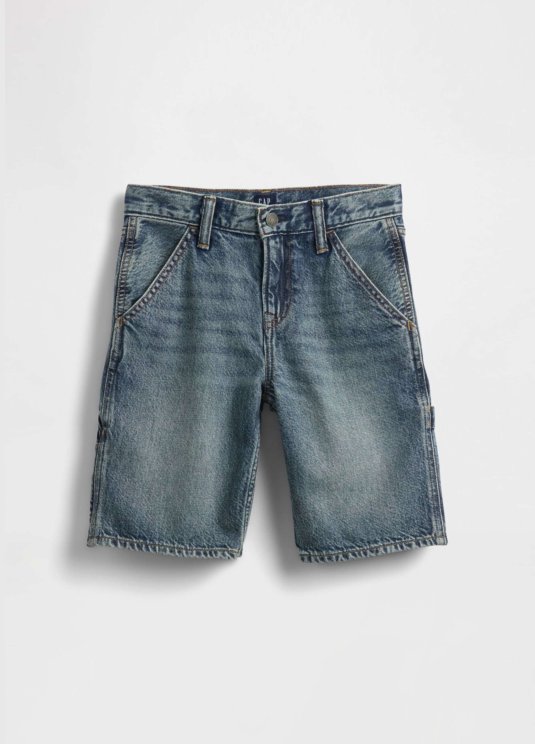 Washed Denim Bermuda Shorts with Pockets