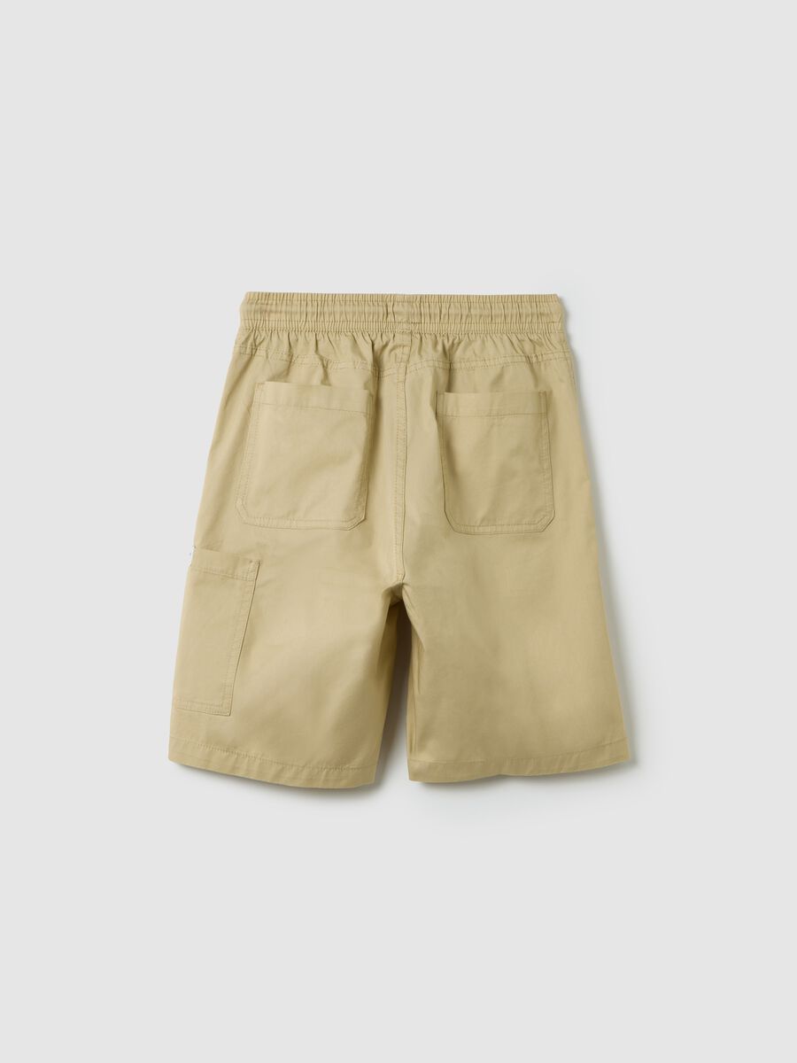 Beige pure cotton shorts for boys_4