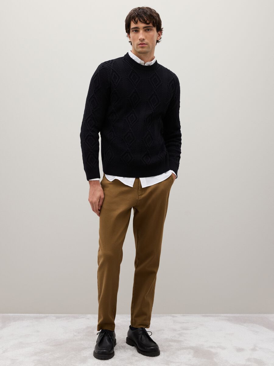 Maglione in puro cotone nero regular fit_1