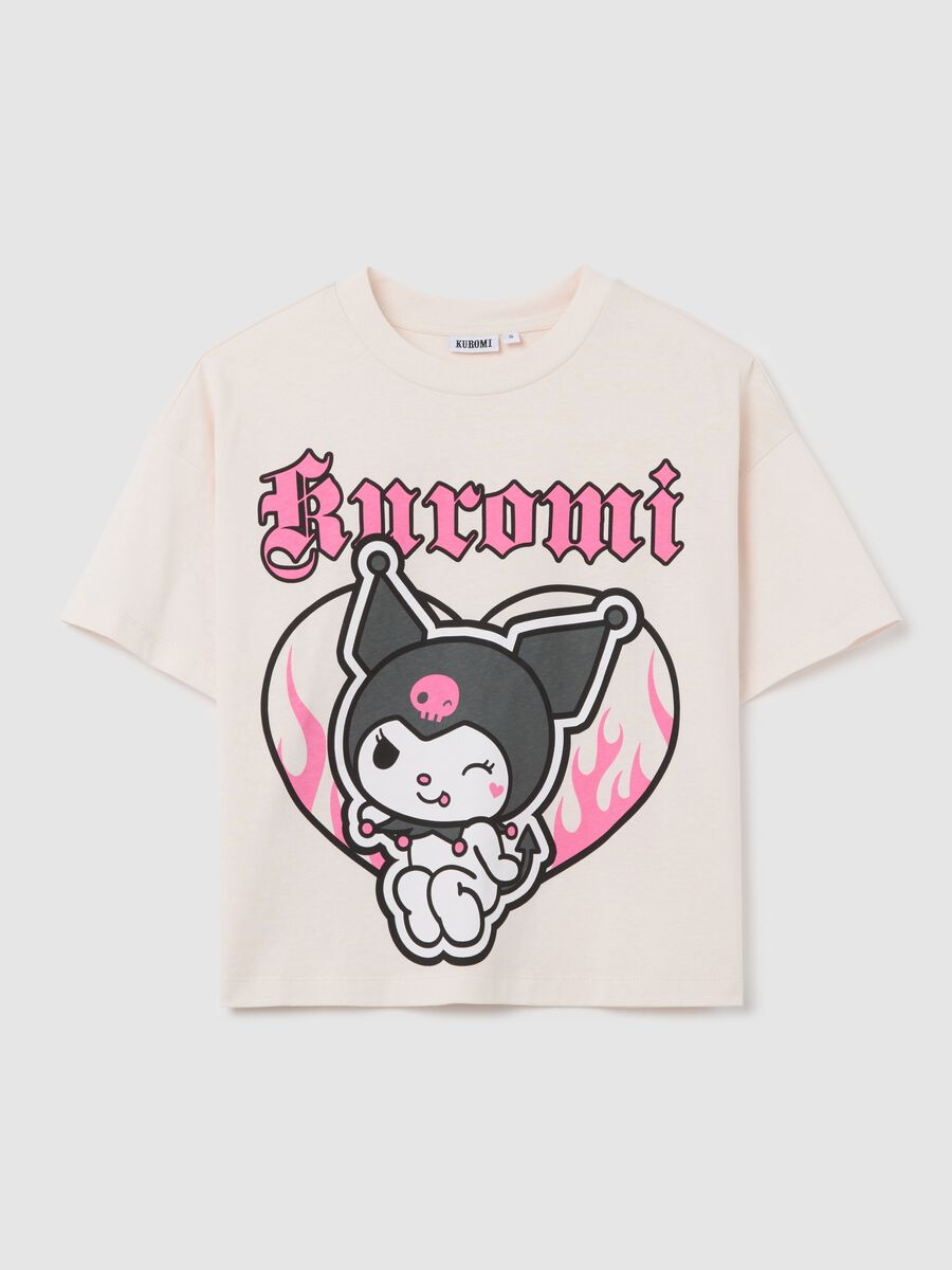 White cotton T-shirt with Kuromi print_4