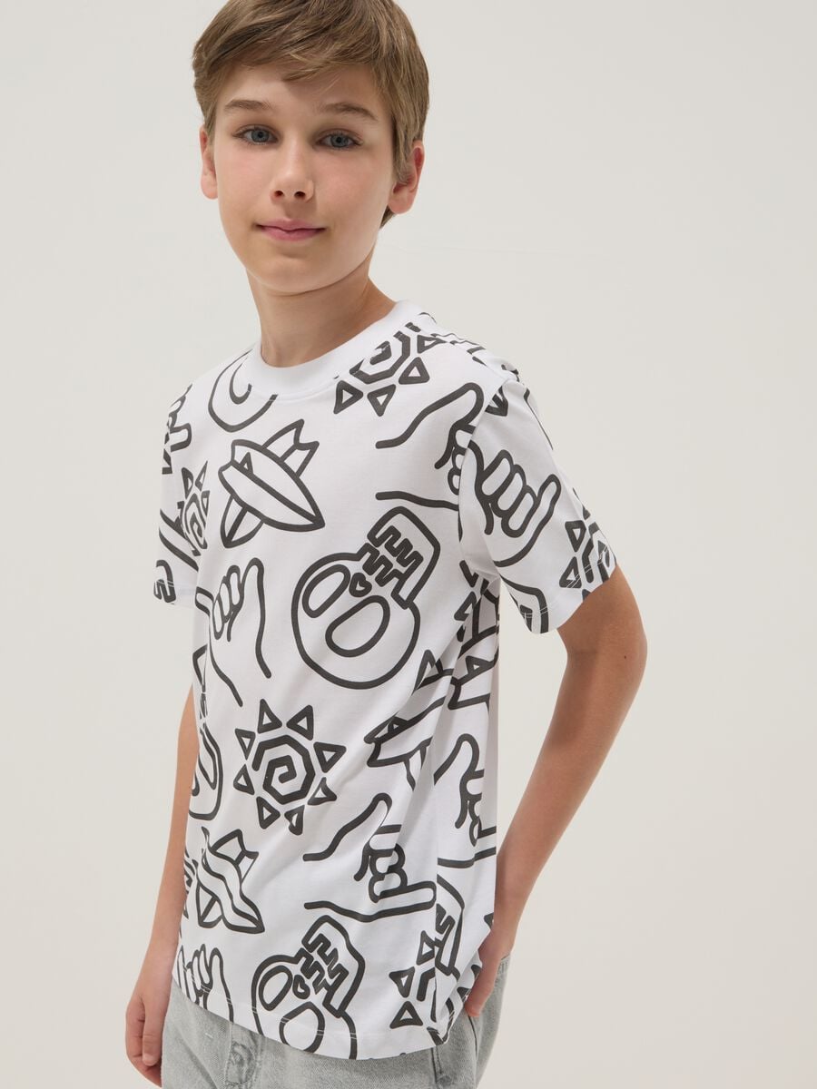 T-shirt bianca in puro cotone a maniche corte_0