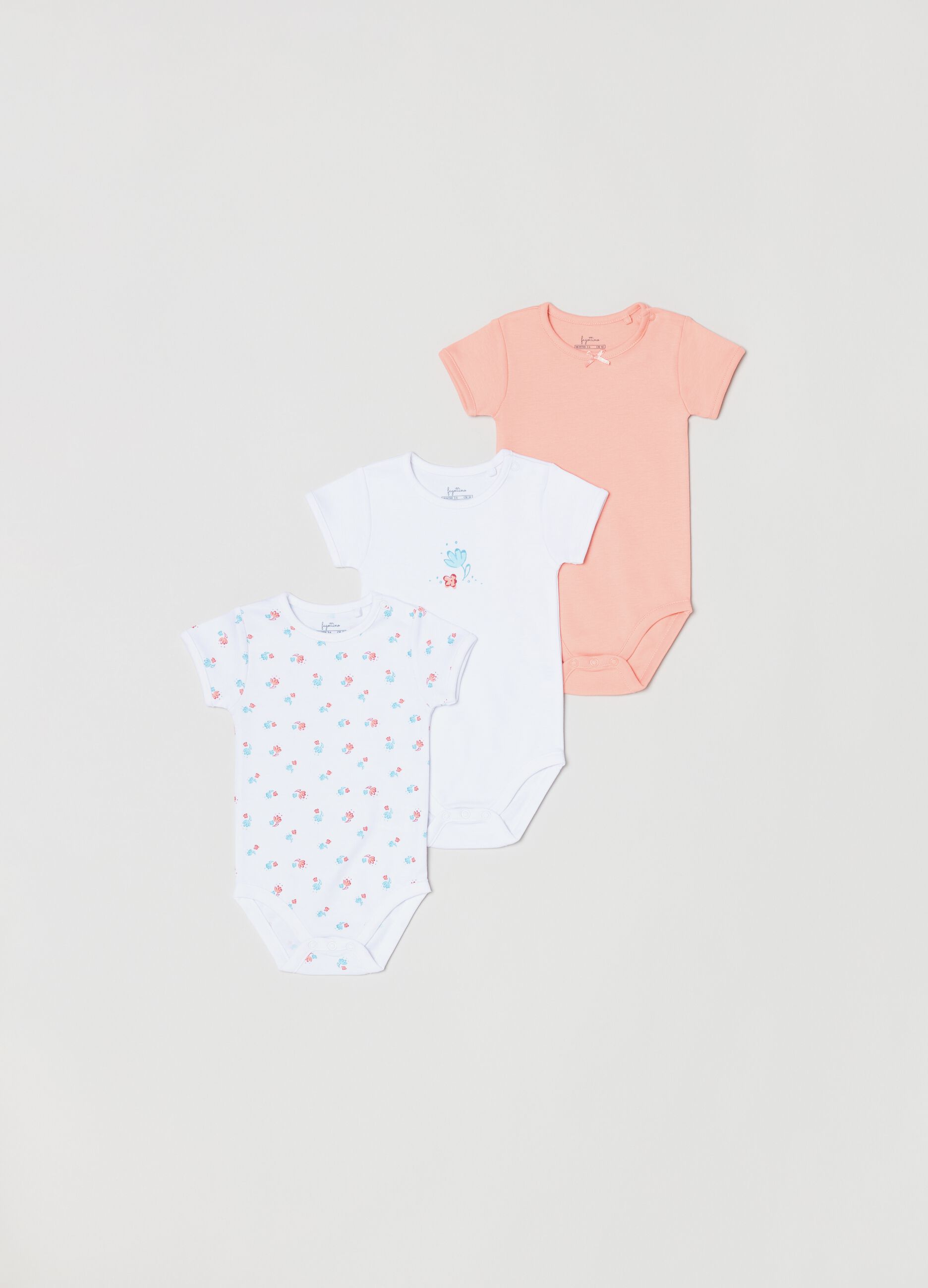 Tripack body in cotone con stampa