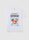Men's white pure cotton T-shirt with Superman logo_4