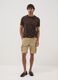 Beige stretch cotton cargo bermuda shorts_0