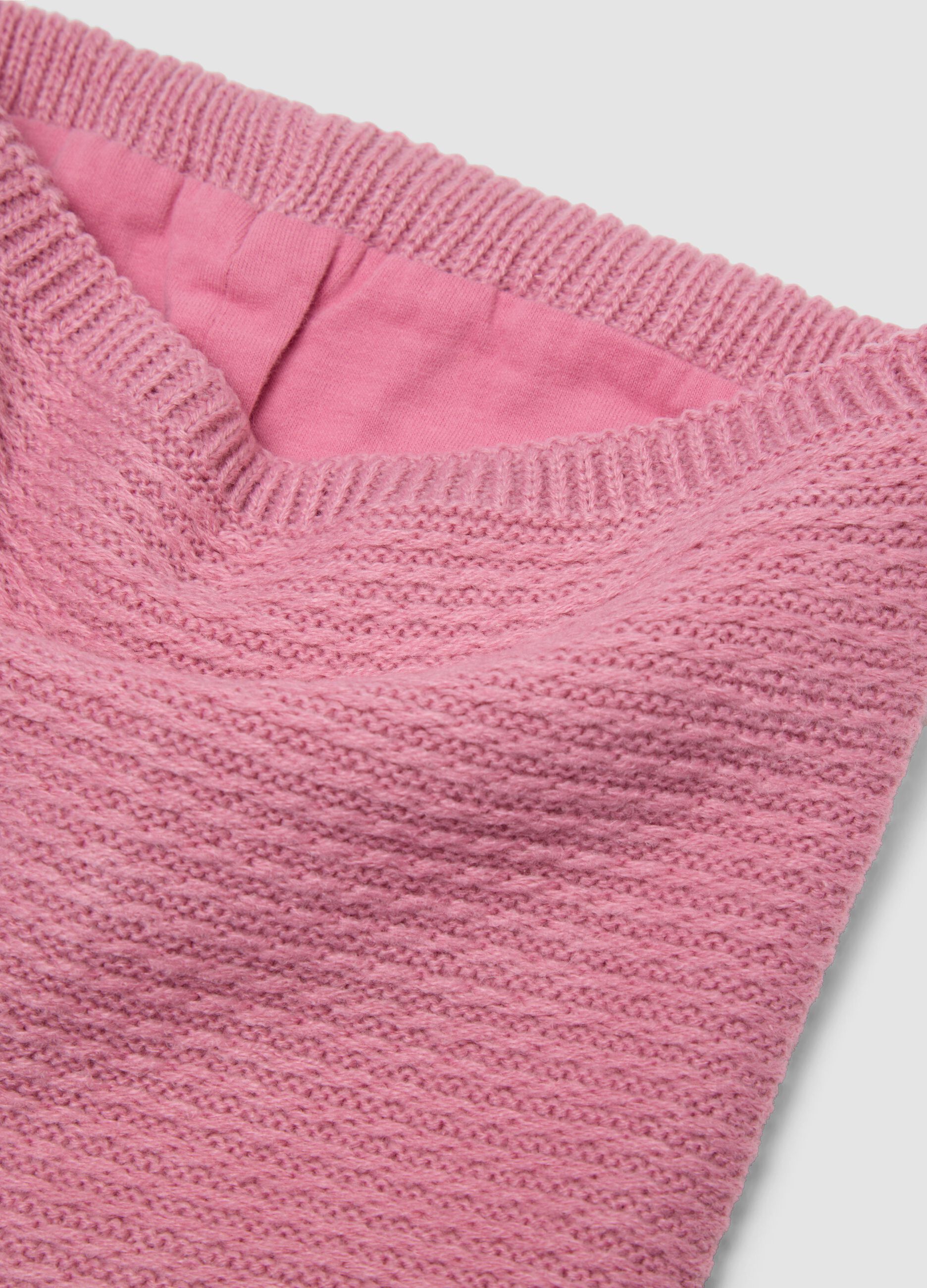 Pink knitted snood scarf