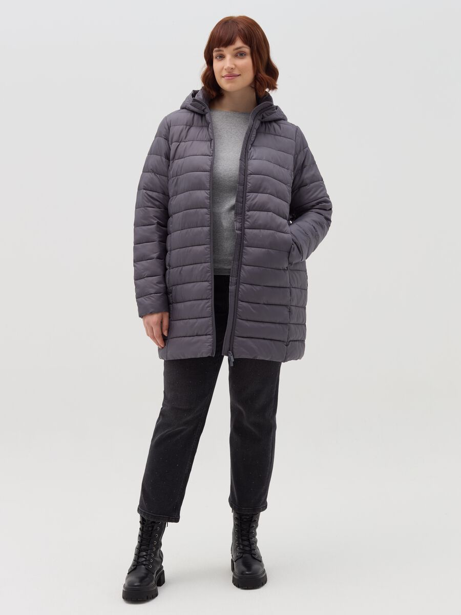 Curvy long down jacket with hood_1