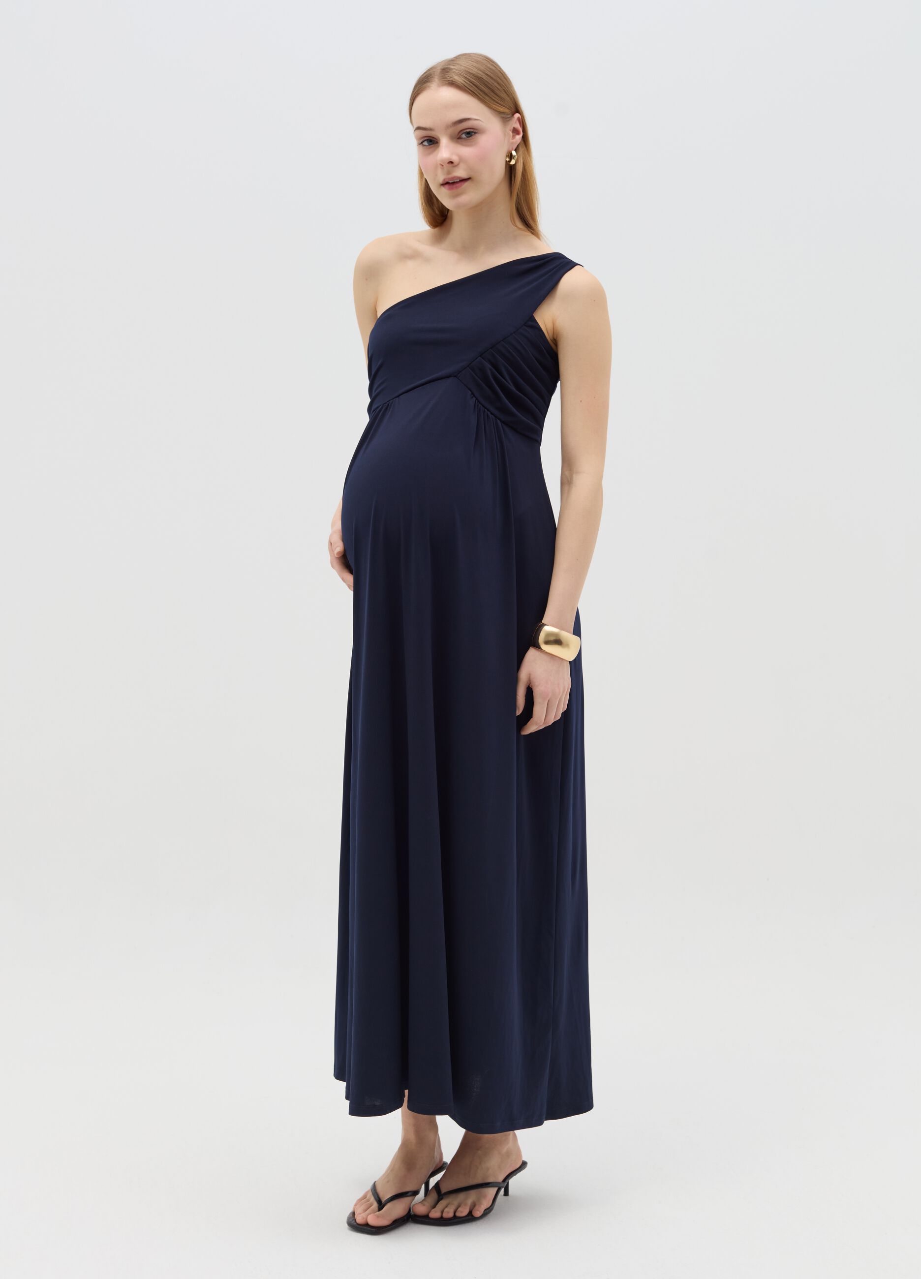 Vestito lungo premaman asimmetrico