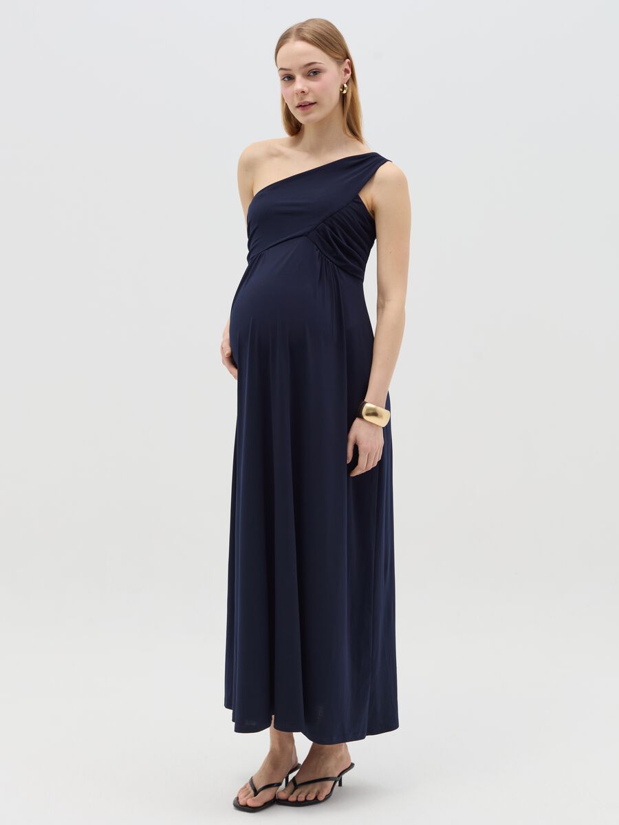 Long asymmetric maternity dress_0