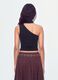 Black stretch top with asymmetric neckline and draped band_3