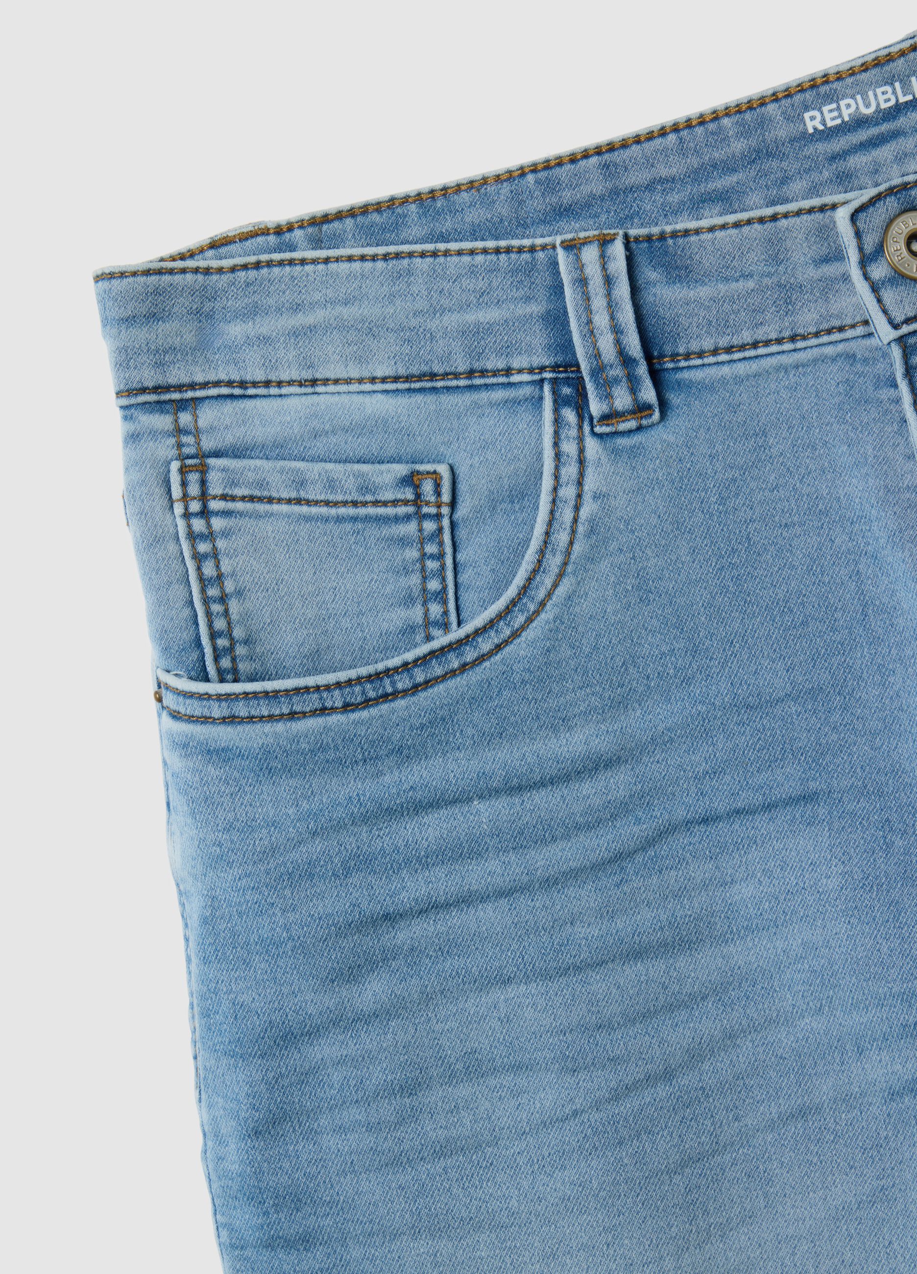 Men's Slim Fit Light Blue Denim Shorts