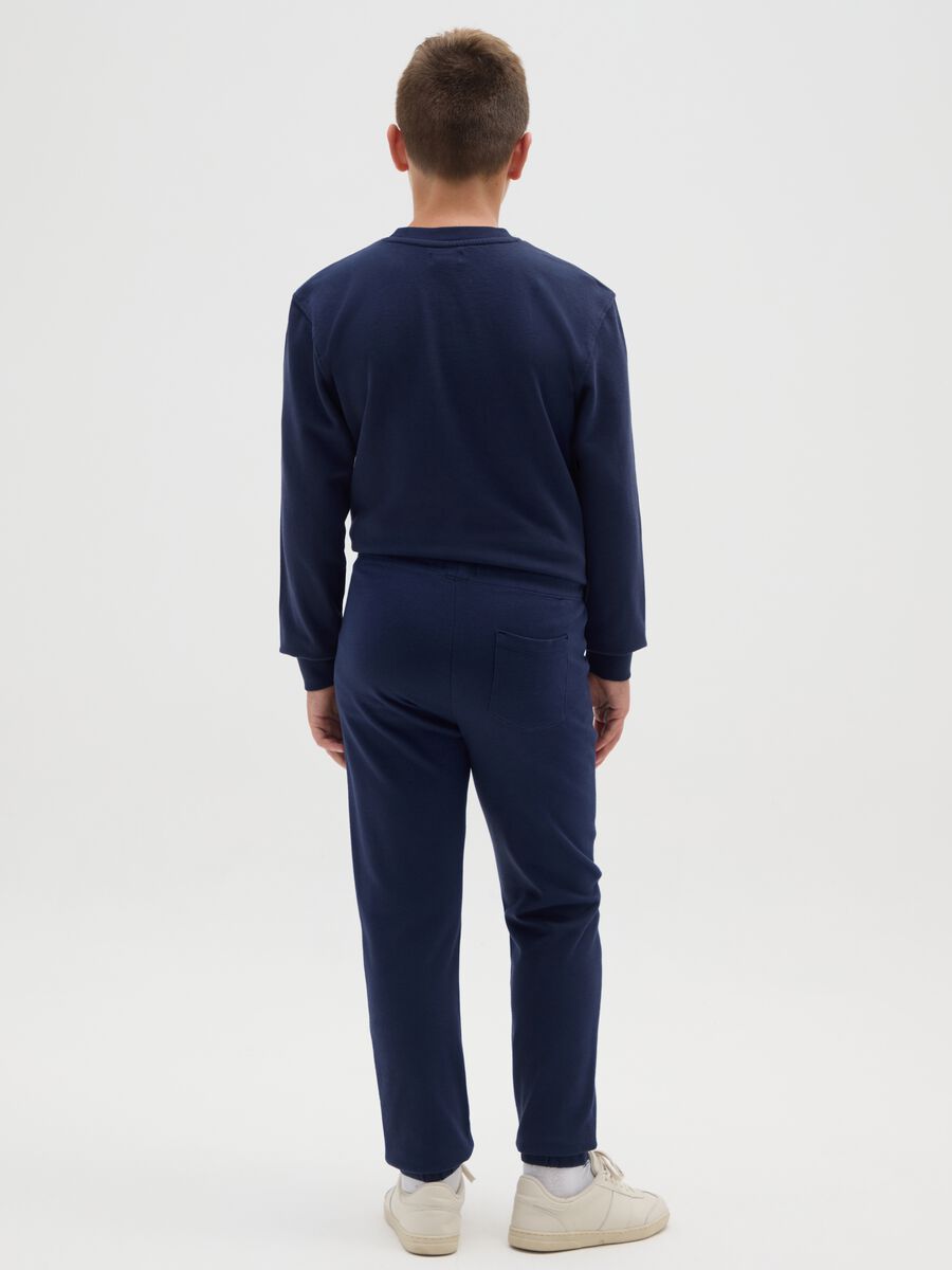 Pantaloni da ragazzo in puro cotone blu regular fit_2